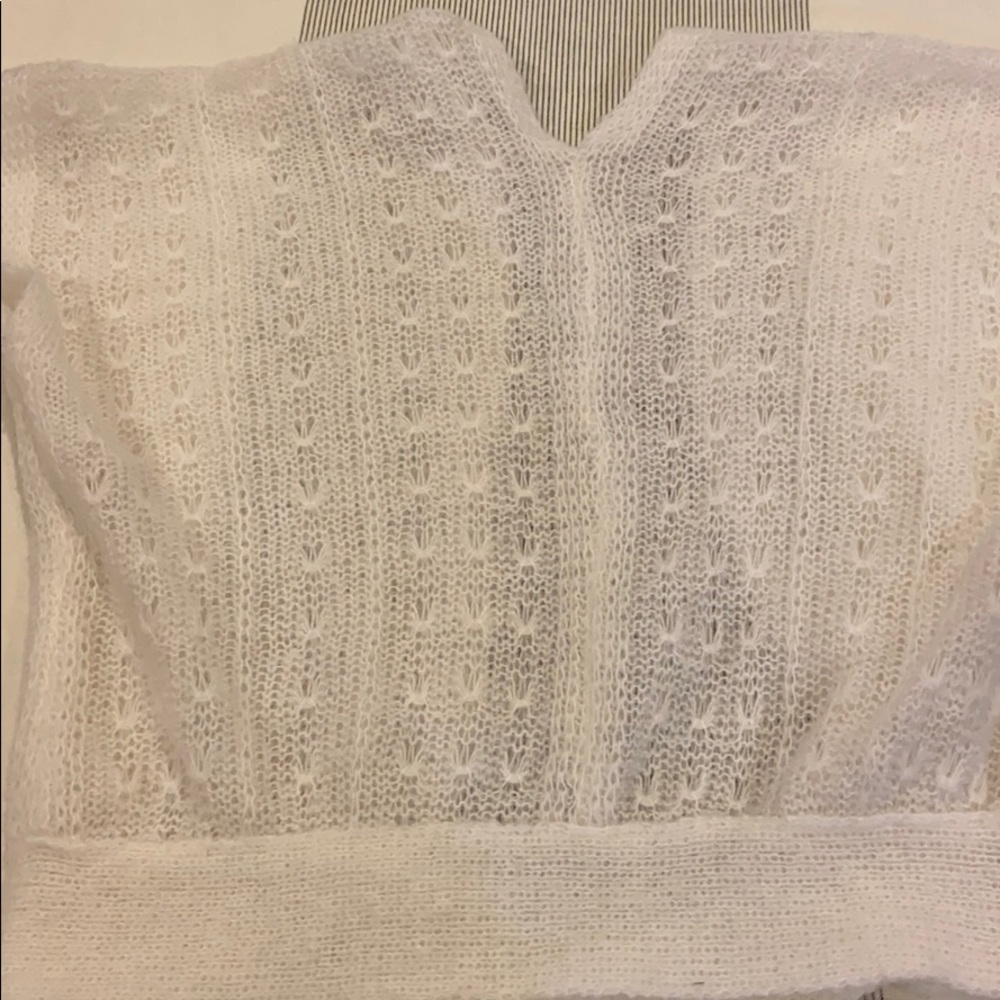 Vintage S-M White Ivory Wrap Crop Sweater Tie - Picture 12 of 13